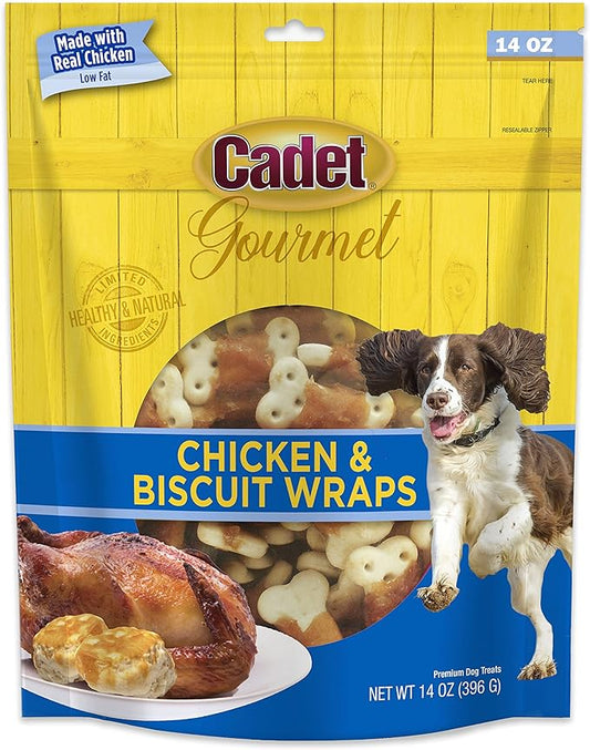 Cadet Gourmet Chicken Wrapped Biscuit Dog Treats, Training Treats for Small and Large Dogs, Inspected & Tested in USA, 14 oz.