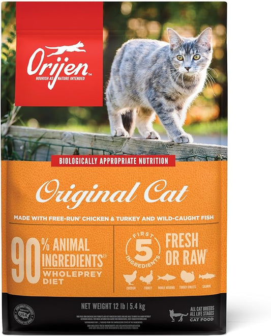ORIJEN Grain Free High Protein Premium Dry Cat Food Original Recipe 12lb Bag