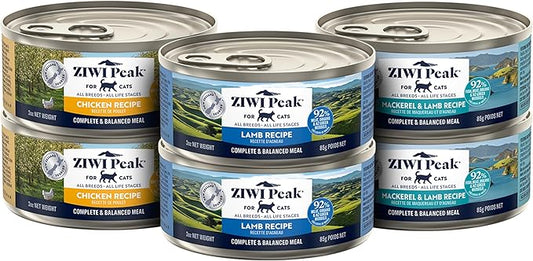 ZIWI Peak Wet Cat Food Variety Pack - Chicken, Mackerel & Lamb, and Lamb, 6 Pack (3oz Each)