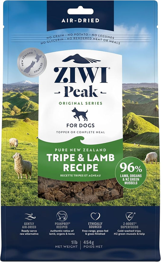 ZIWI Peak Air-Dried Dog Food ??Tripe & Lamb - All Natural, High Protein, Grain Free, Limited Ingredient w/ Superfoods (16oz)