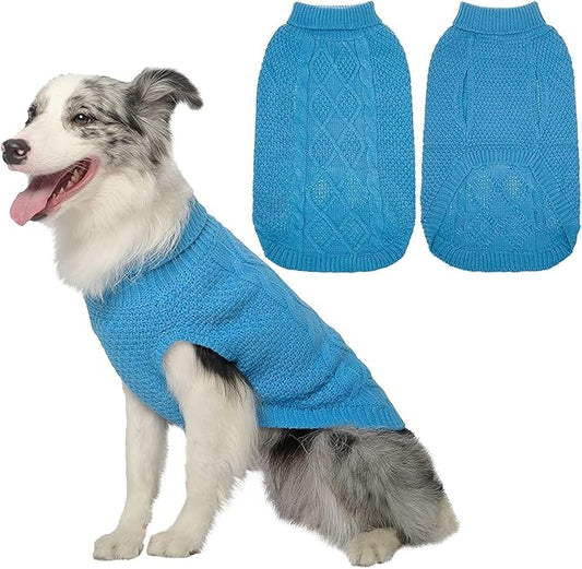 Mihachi Turtleneck Dog Sweater - Winter Coat Apparel Classic Cable Knit Clothes with Leash Hole for Cold Weather, Ideal Gift for Pet in New Year