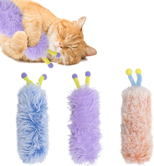 3 Pack Catnip Toys,Soft and Durable Cat Pillows Toys, Rich Color Cat Toys with Antennae, Indoor Interactive Cat Kicker Toys, Companion Toys for Cats (Antenna Purple Set)