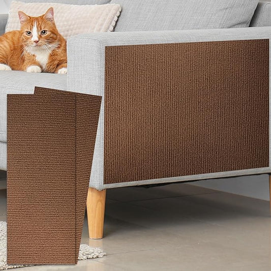 uxcell Self-Adhesive Cat Scratching Mat, 2 Rolls 39.4" x 15.8" Couch Protector from Cat Claws for DIY Sofa, Wall, Doors, Cut Anti Cat Scratch Pad Carpet Mat, Brown