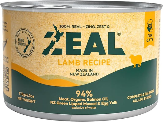 ZEAL New Zealand Wet Cat Food ??High Protein, Grain-Free with Superfoods (Lamb, 6oz Can, 12-Pack)
