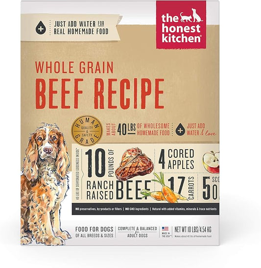 The Honest Kitchen Dehydrated Whole Grain Beef Dog Food, 10 lb Box