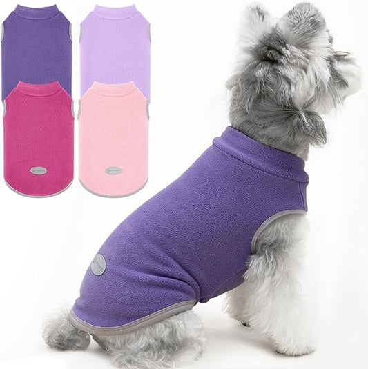 XPUDAC 4 Pieces Fleece Dog Sweaters Vest Winter Warm Dog Clothes for Small Medium Large Dogs Girl Soft Pullover Doggie Sweatshirt Puppy Cold Weather Jacket, 510-S