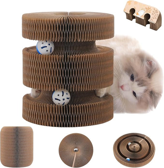 Large Magic Organ Cat Scratcher Board, Foldable Cardboard Design with Upgraded Durable Magnets, Interactive Magic Bridge Cat Toy, Indoor Exercise & Anxiety Relief