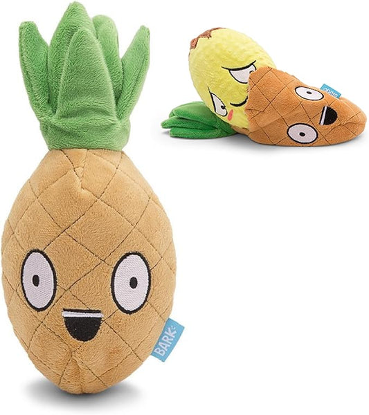 Bark Dog Toy Penny The Pineapple 2 in 1 Squeaky Plush Toy For Dogs, Rip & Reveal, Spiky Ball Core