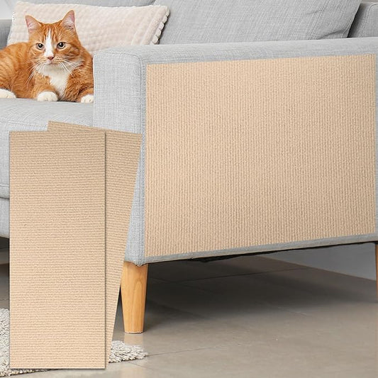 uxcell Self-Adhesive Cat Scratching Mat, 2 Rolls 39.4" x 15.8" Couch Protector from Cat Claws for DIY Sofa, Wall, Doors, Cut Anti Cat Scratch Pad Carpet Mat, Khaki