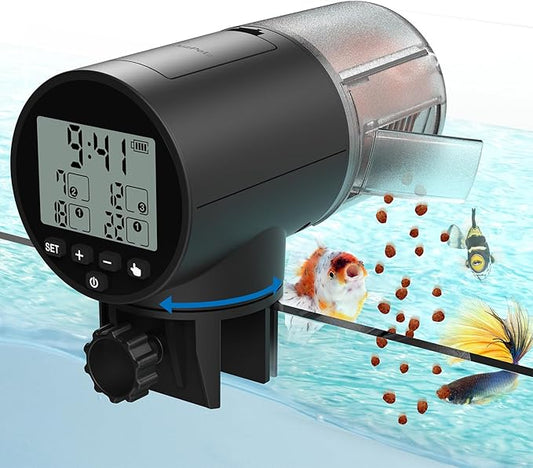 Automatic Fish Feeder for Aquarium, Vacation, 7, 14 Day Auto Dispenser with Timer, 200ml Large Capacity, Battery Powered, Ideal for Turtle/Fish Tank Aquarium Accessories, Batteries Included
