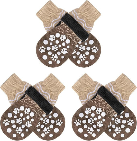 BINGPET Double Side Anti-Slip Dog Socks with Adjustable Straps for Hot Pavement and Hardwood Floors