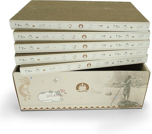 5 Pack Cat Scratching Boards | Reversible Cardboard Cat Scratcher with Catnip | Corrugated Cardboard cat Scratcher | Indoor Cat Scratch Pad | Durable Cat Scratcher Box | 16.34" L x 11.42" W x 5.51" H