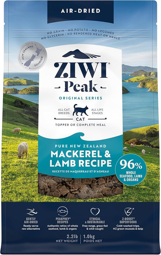 ZIWI Peak Air-Dried Cat Food ??Mackerel & Lamb - All Natural, High Protein, Grain Free, Limited Ingredient w/ Superfoods (35.2oz)