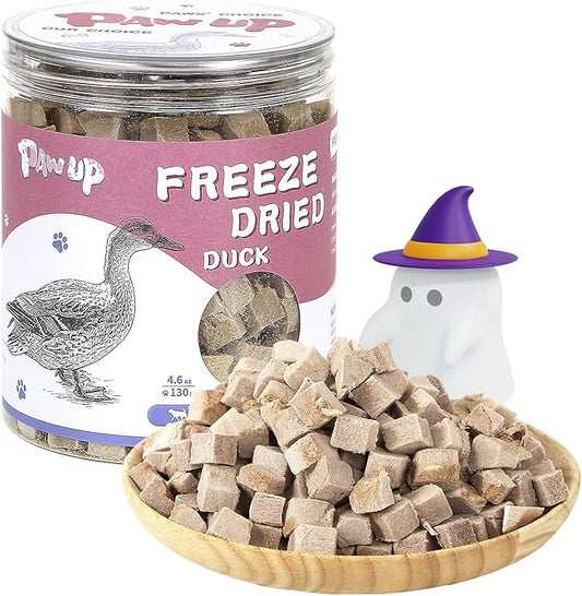 PAWUP Freeze Dried Duck Treats for Cats Dogs, Rawhide Free Freeze-Dried Raw Food Topper, High Protein, Gluten&Grain Free, 4.6oz