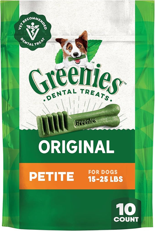 Greenies Veterinarian-Recommended Adult Natural Dental Dog Treats Petite Size, Original Flavor, 6 oz. Pack,10 Count