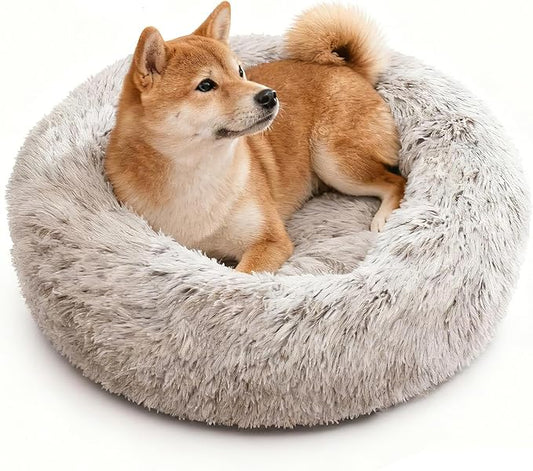 Calming Dog & Cat Bed for Extra Large Small Medium Sized Pet, Donut Washable Comfort Fluffy Warm Round Mat for Puppy Kitten, 8 Size Essentials Furniture Supplies Indoor