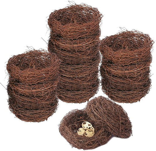16 PCS 7 Inch Artificial Bird Nest for Crafts, Handicraft Rattan Bird's nest, Small Bird Nest, Bird's Nest Decorating Kit for Holiday, Table, Garden, DIY Terrarium Decor