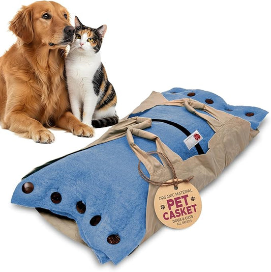 Cocoon® - Eco-Friendly Pet Burial & Cremation Ceremony Kit (Premium Wool) - Casket for Dogs and Cats ??Size for Every Breed (Choose Size & Color) (Medium, Light Blue)