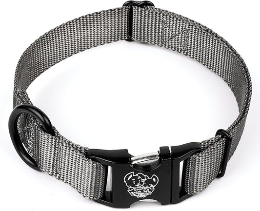 Country Brook Petz Premium Nylon Dog Collar with Metal Buckle for Small Medium Large Breeds - Vibrant 30+ Color Selection (Extra Large, 1 Inch, Charcoal)