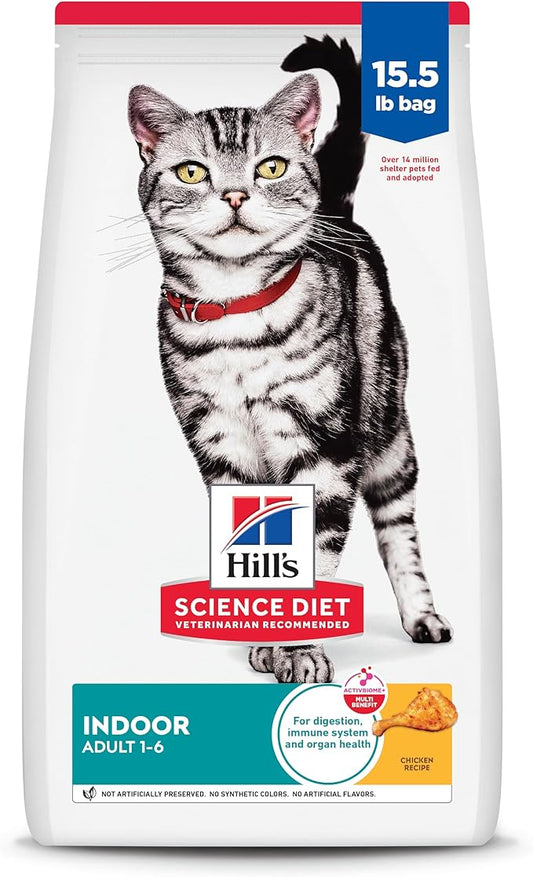 Hill's Science Diet Indoor, Adult 1-6, Easy Litter Box Cleanup, Dry Cat Food, Chicken Recipe, 15.5 lb Bag