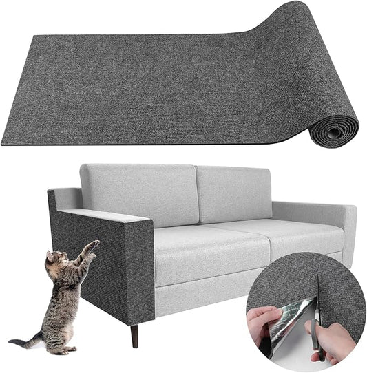 Climbing Cat Scratcher Mat Trimmable Cat Scratching Post Carpet 118?™’x15.8?™â€?Self Adhesive Carpet Mat Pad Replacement for Cat Tree Shelves Post Couch Wall Furniture Steps DIY Protector (Dark Gray)