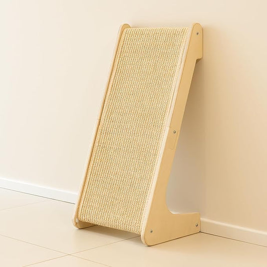 PETKARAY L Shaped Cat Scratcher, Sisal Kitten Scratching Ramp, 25.6" Vertical Scratch Pad for Indoor Cats, Furniture Protector with Catnip, Classic