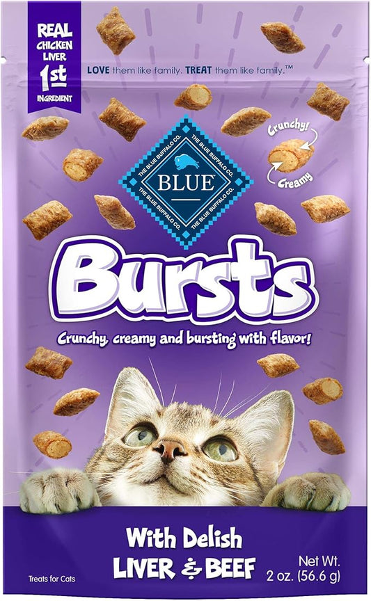 Blue Buffalo Bursts Crunchy Cat Treats, Chicken Liver and Beef 2-oz Bag (6 Pack)