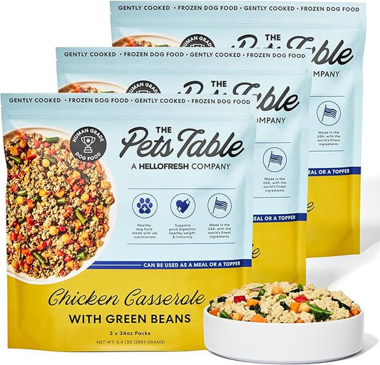 The Pets Table Human-Grade Chicken Casserole Fresh Dog Food, Dog Food Topper or Complete Meal, 9 Count of 34-oz Pouches, 19lbs