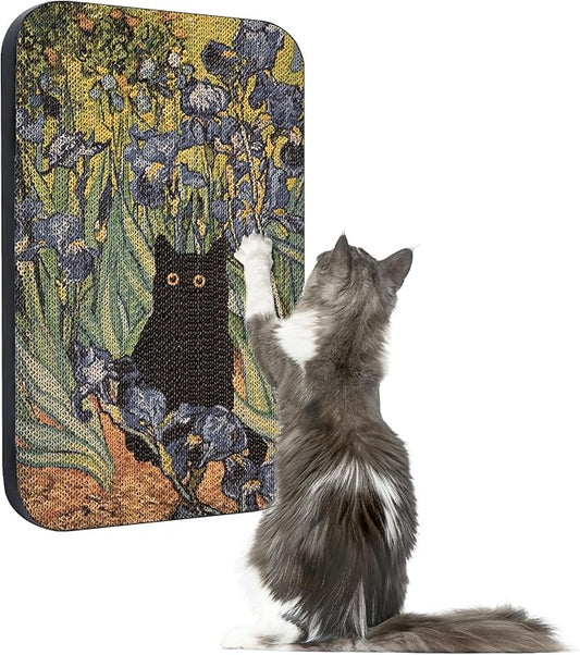 Art Cat Scratcher, Wall-Mountable Cat Scratching Board, Cat Wall Scratcher 16.7x11x1 Inch Cat Scratch Pad and Cat Scratchers for Indoor Cats Toy Furniture Protector（Irises）