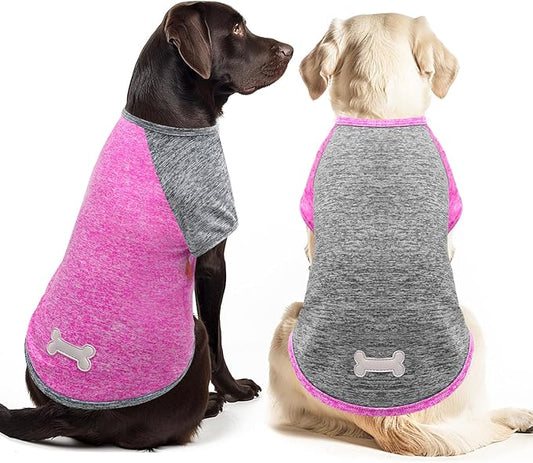 KYEESE Dog Shirts Quick Dry 2 Pack Breathable Lightweight Stretchy Dog T-Shirt with Reflective Label Raglan Sleeve Pet Apparel for Medium Dogs