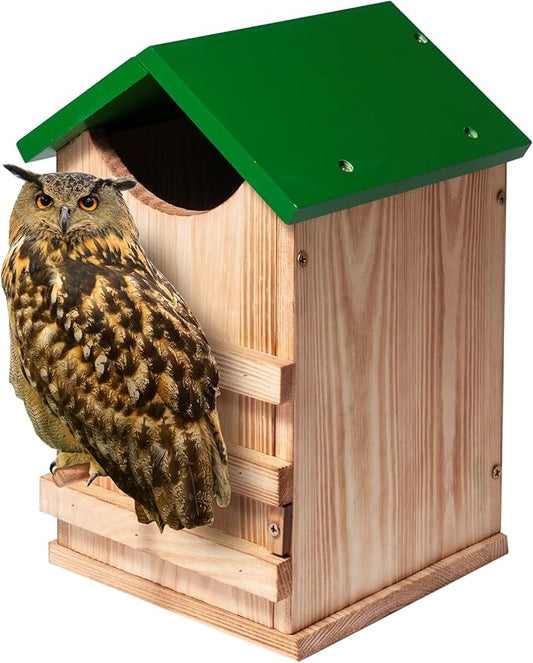 Screech Owl House Owl Box with Bird Stand Design, Nesting Box Wood with Mounting Screws, Cozy House for Lovely Birds, Easy Assembly Required