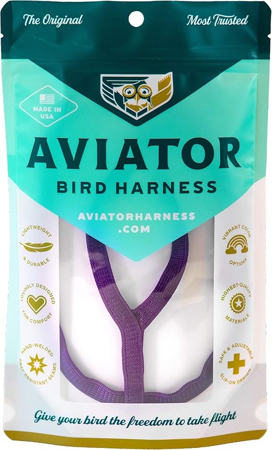 The AVIATOR Pet Bird Harness and Leash: Large Purple