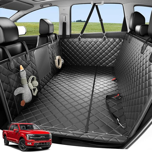 Zanch 2025 Upgraded Dog Car Seat Cover, 450 lbs Heavy Duty Hard Bottom, Waterproof & Anti-Scratch Back Seat Protector, Nonslip Pet Hammock Extender for Full-Size Trucks, SUVs, XL-Black