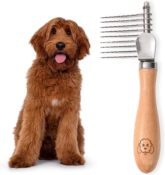 We Love Doodles Dog Dematting Brush & Rake, Detangler Brush for Dogs, Comb Tool for Grooming, Best for Doodles, Poodles, Goldendoodles, Cats & Other Pets, Matted Fur Removal On Undercoat