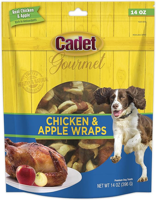 Cadet Gourmet Chicken & Apple Wrapped Dog Treats Wraps - Healthy & Natural Chicken & Apple Dog Training Treats for Small & Large Dogs - Inspected & Tested in USA (14 oz.)
