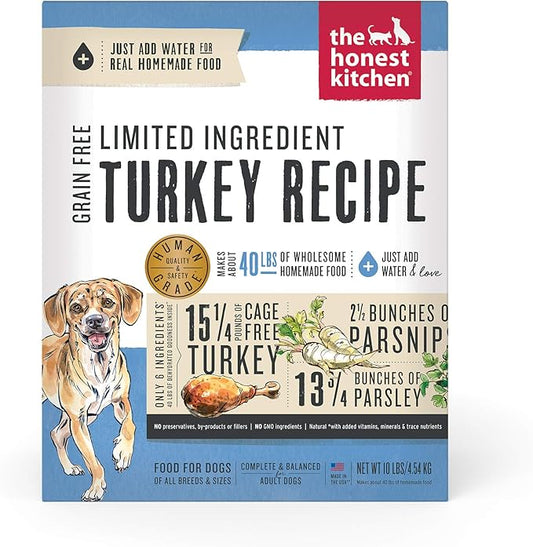 The Honest Kitchen Dehydrated Limited Ingredient Turkey Dog Food, 10 lb Box