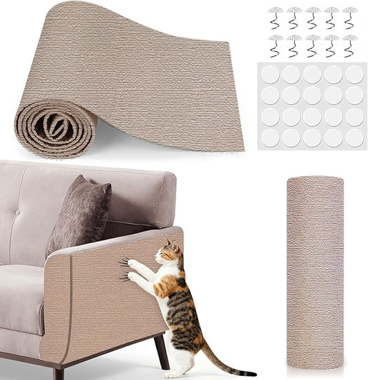 78.7"x15.8" Cat Scratch Mat,Adhesive Cat Scratch Pad for Furniture,DIY Cats Scratch Furniture Protector for Furniture,Sofa,Couch,Covering Cat Scratching Post Replacement Pads,Light Khaki