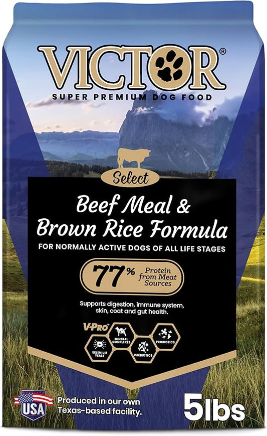 VICTOR Super Premium Dog Food ??Select Beef Meal & Brown Rice Formula for Immune and Gut Health ??Gluten-Free Beef Meal Dry Dog Food for All Normally Active Dogs of All Life Stages, 5 lbs