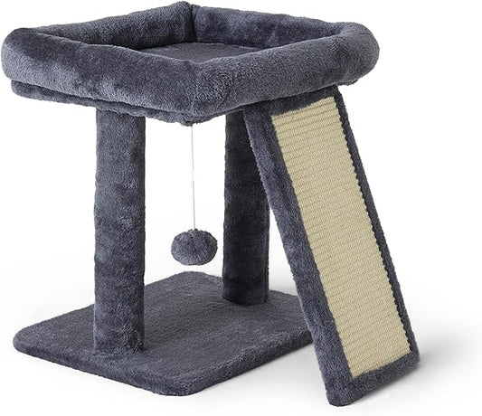 17.1-inch Small Cat Tree Tower with Scratching Post for Indoor Cats,Grey