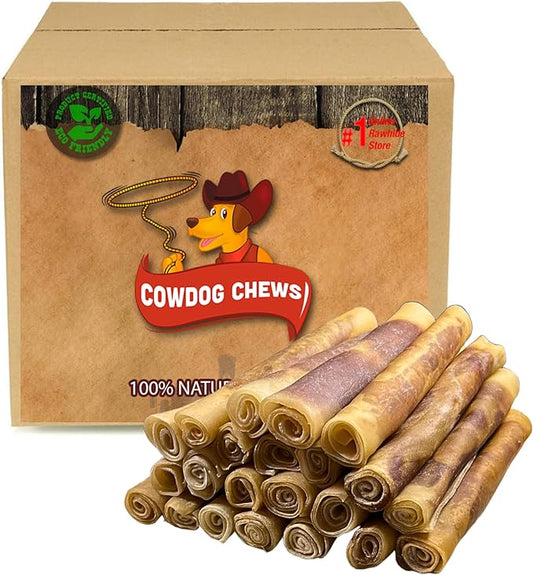 Cowdog Chews Rawhide Gourmet Meaty Rolls 9-10" (20 Pack) ??Premium Dog Treats with Savory Beef Filling, Long-Lasting Chew for Aggressive Chewers, High-Protein, Natural Ingredients