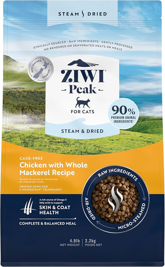 ZIWI Peak Steam & Dried Cat Food ??Cage-Free Chicken w/Whole Mackerel - High Protein, Skin & Coat Health, Low Carb, for All Life Stages (78.4oz)