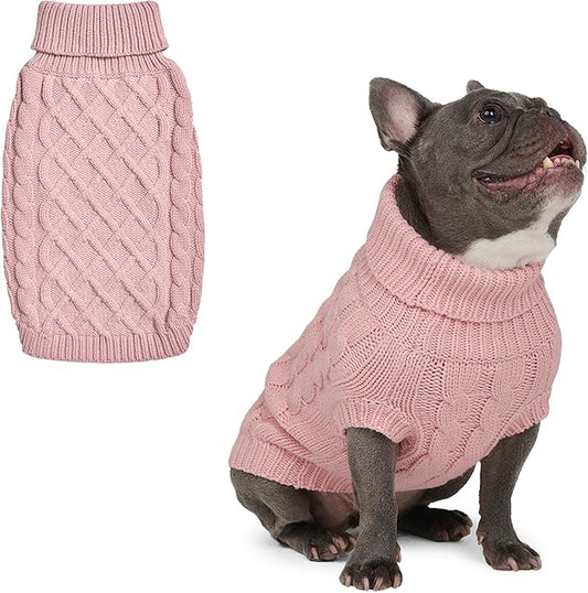 Spark Paws Knit Dog Sweater ??Ultra Soft Warm Winter Dog Sweater for Small, Medium & Large Dogs ??Stretch Fit Pet Sweater for French Bulldog, Pitbull, Girl & Boy Dogs Jacket, (Pink Cableknit, XL)