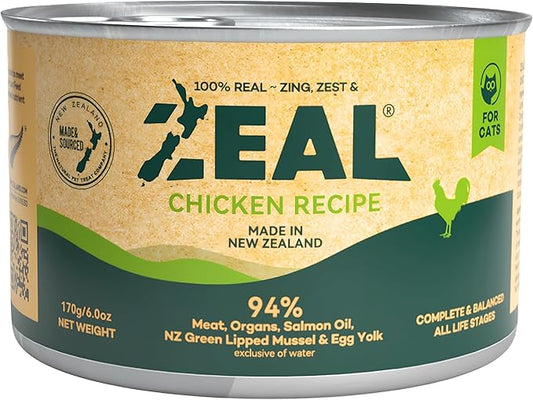 ZEAL New Zealand Wet Cat Food ??High Protein, Grain-Free with Superfoods (Chicken, 6oz Can, 12-Pack)
