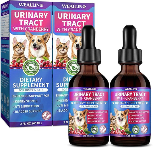 2 Pack ??Cat & Dog Natural Urinary Tract Infection Treatment with Cranberry, Kidney, and Bladder Support Supplement, Support for Urinary Comfort & Bladder Flow ??Pet Renal Care Support Drops