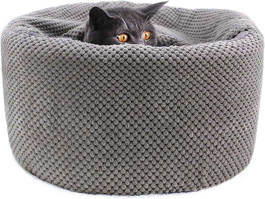 Winsterch Large Cat Cave Bed - Soft, Enclosed & Washable for Indoor/Outdoor Cats & Kittens, Anti-Slip Bottom, Calming, Covered (Gray, 16.5 x 16.5 x 7.48 in)