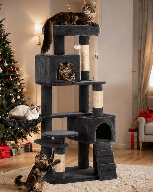 YITAHOME Heavy Duty 180 cm Tall Cat Trees for Large Cats,Sturdy 70.8in Maine Coon cat Tree for Indoor Cats Large Adult Cat Tower with Scratching Post, Hammock for Adult Cats Kittens, Dark Gray