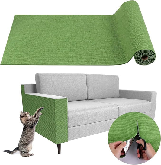 Climbing Cat Scratcher Mat Trimmable Cat Scratching Post Carpet 157.4?™’x15.8?™â€?Self Adhesive Carpet Mat Pad Replacement for Cat Tree Shelves Post Couch Wall Furniture Steps DIY Protector (Green)
