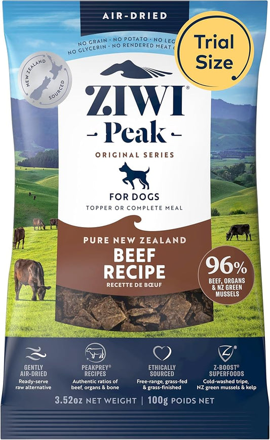 ZIWI Peak Air-Dried Dog Food ??Beef - All Natural, High Protein, Grain Free, Limited Ingredient w/Superfoods (3.5oz)