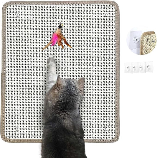 Cat Nail File Scratcher & Scratching Pad - Sisal Scratch Mat with 80-Grit Aluminum Oxide, Wall/Floor Cat Scratcher That File Nails for Natural Nail Trimming & Furniture Protection