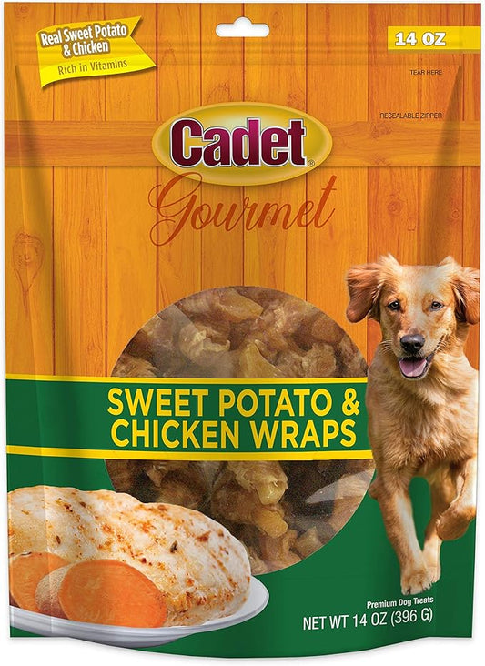 Cadet Gourmet Sweet Potato & Chicken Wraps Limited-Ingredient Dog Chews, Healthy and Natural Training Treats for Small and Large Dogs, 14 oz.